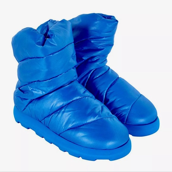 Anthropologie Piumestudio Luna Pillow Boot Cobalt Blue Nylon Pull On - Picture 2 of 8